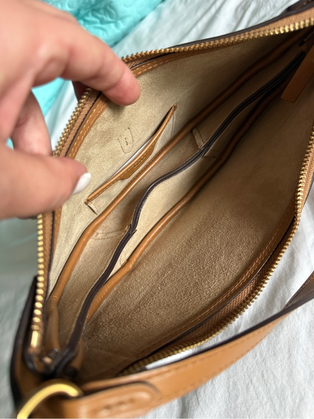 Polo Ralph Lauren Polo ID Calfskin Mini Shoulder Bag Tan Leather NWOT - Picture 5 of 8